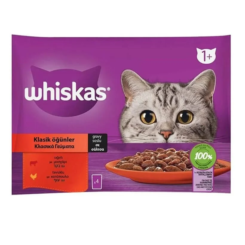 Whiskas Klasik Öğünler Kedi Yaş Mama 4x85 Gr
