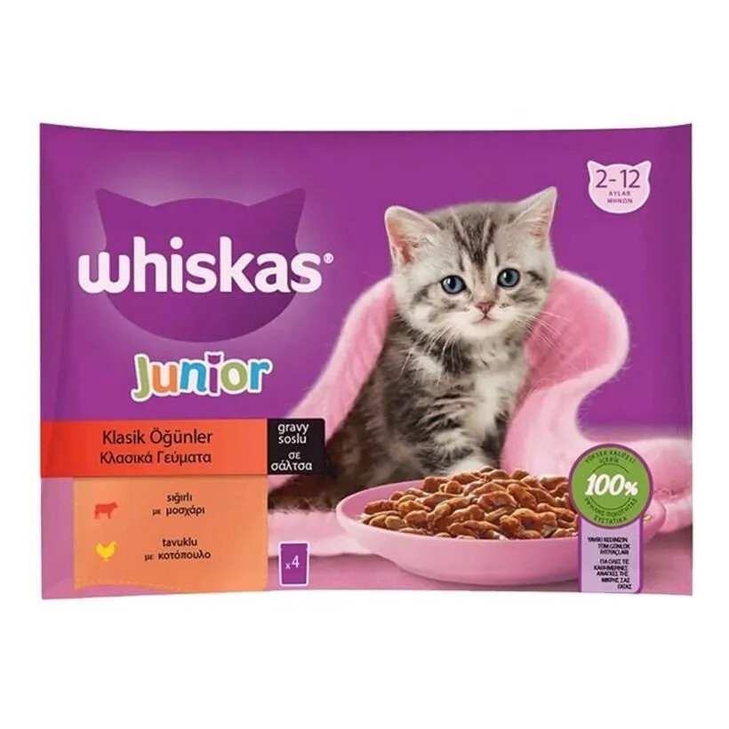 Whiskas Junior Klasik Öğünler Kedi Yaş Mama 4x85 Gr ( Yavru )