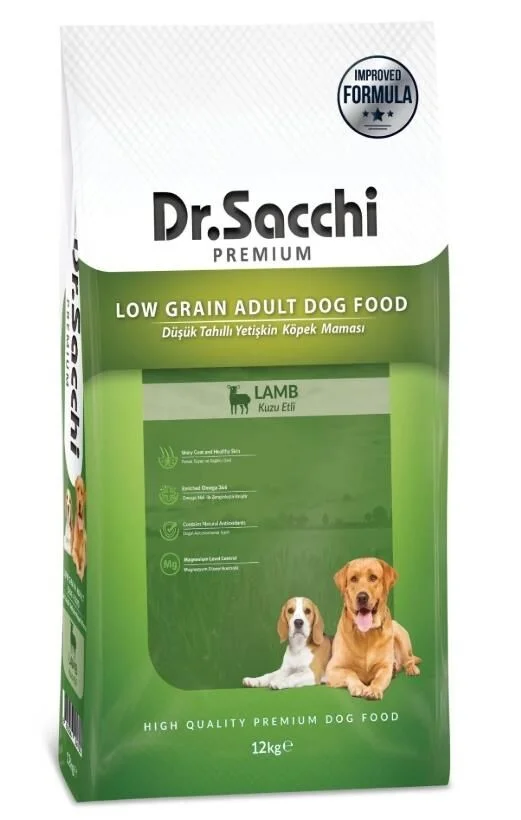 Dr.Sacchi Kuzu Etli Düşük Tahıllı Yetişkin Köpek Maması 12 Kg