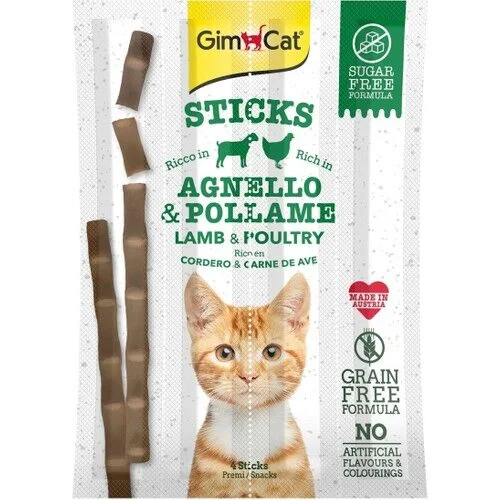 GimCat Sticks Kuzu Etli Ve Tavuklu Kedi Ödül Çubukları 4 Parça