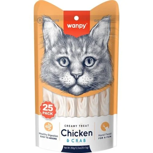 Wanpy Tavuklu ve Yengeçli Likit Kedi Ödülü 25*14 Gr