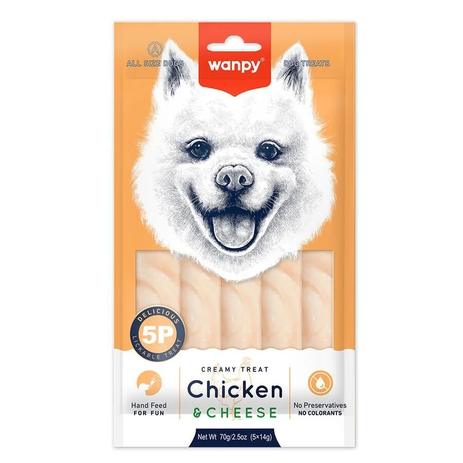 Wanpy Tavuklu ve Peynirli Likit Köpek Ödülü 5x14 Gr