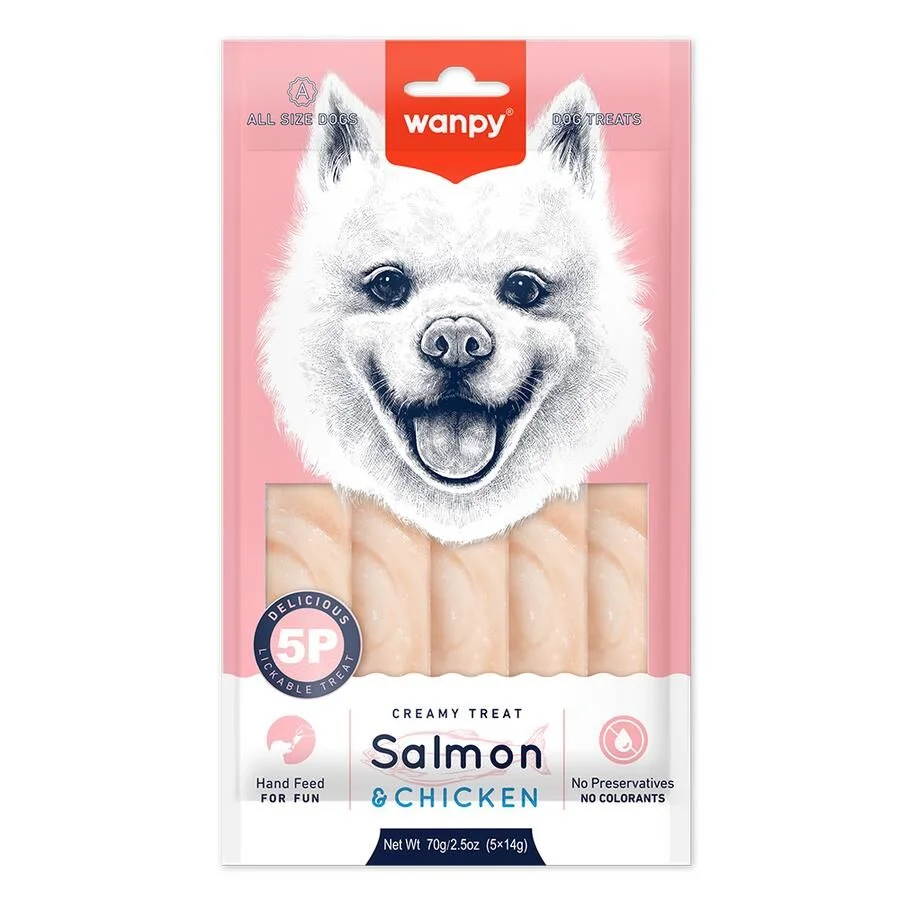 Wanpy Somonlu ve Tavuklu Likit Köpek Ödülü 5x14 Gr
