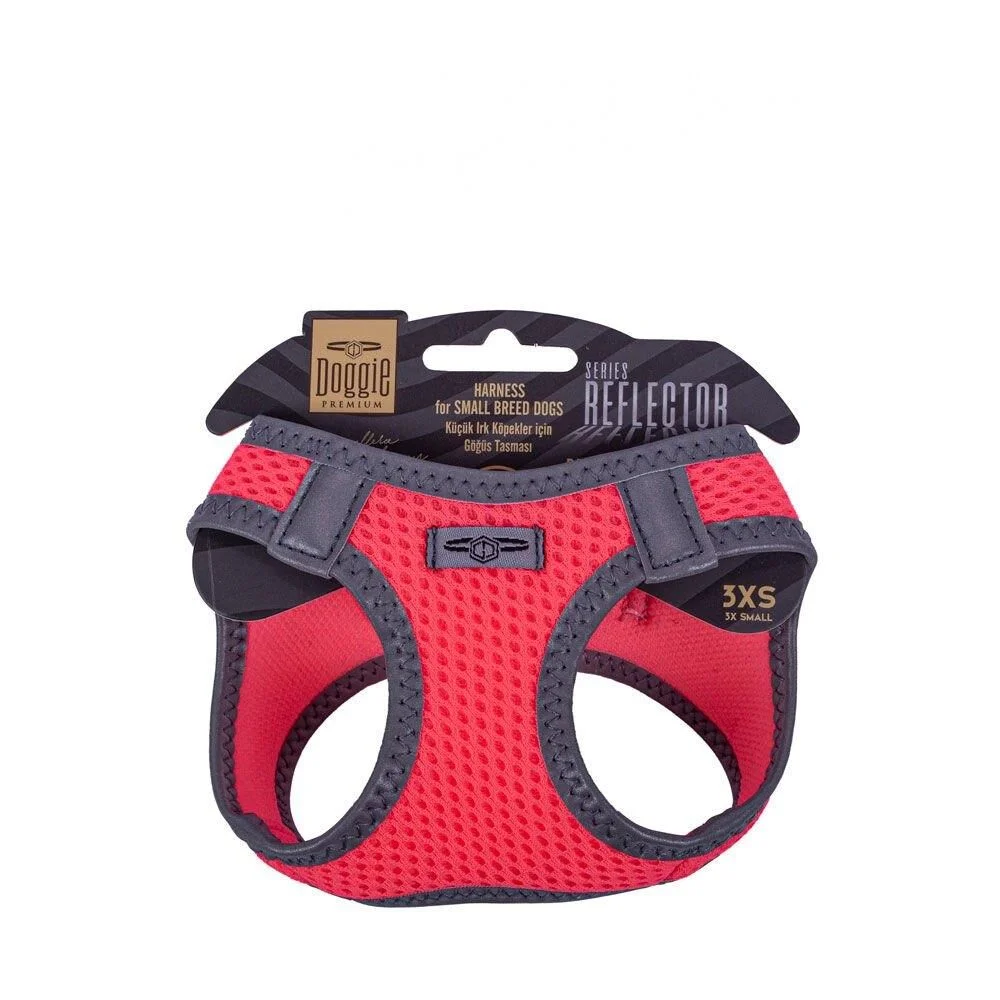 Doggie Havalı Dokuma Reflektör Serisi Küçük Irk Göğüs Tasması Pembe 3Xs-22-26Cm
