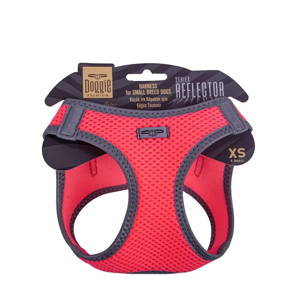 Doggie Havalı Dokuma Reflektör Serisi Küçük Irk Göğüs Tasması Pembe Xs-30-34Cm