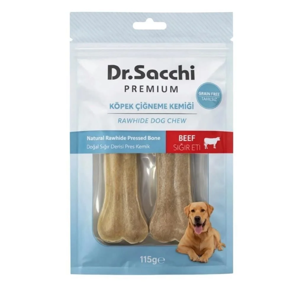 Dr.Sacchi Sığır Derisi Press Kemik Köpek Ödülü 2'li 115 Gr