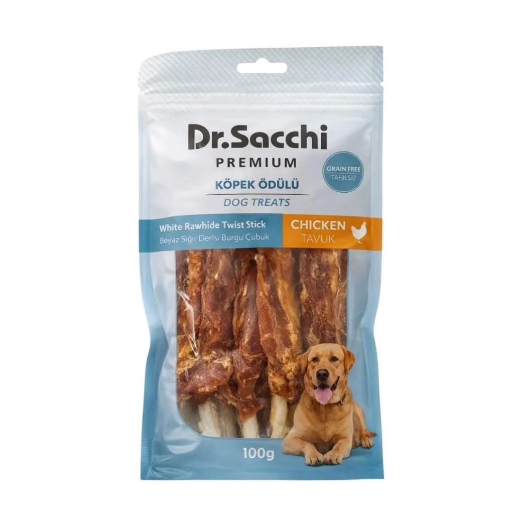 Dr.Sacchi Tavuklu Burgu Çubuk Köpek Ödülü 5'li 100 Gr